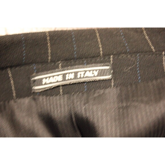 ZANETTI Mens 2 Piece Suit Black Striped 5 Btn Wool 44R Pleated Fronts 34" W - Picture 9 of 14